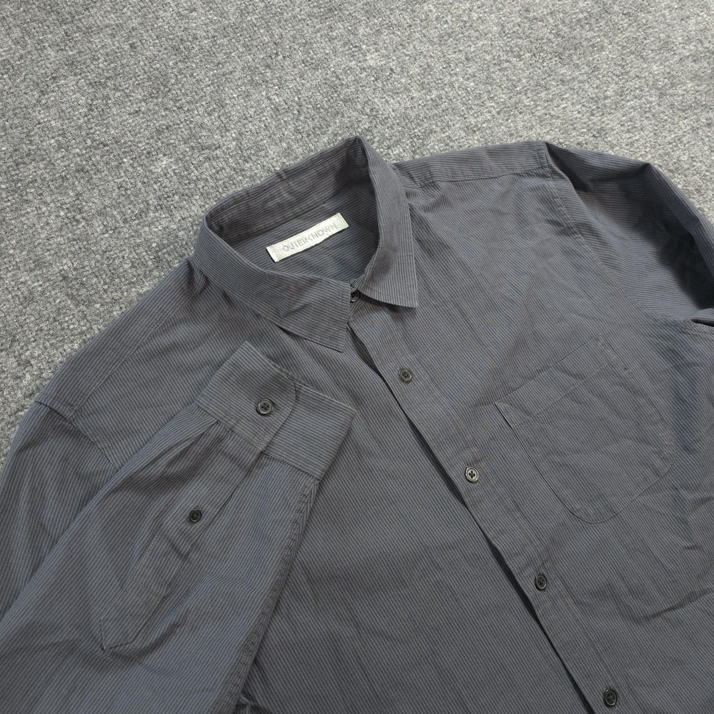 Outerknown Shirt Mens M Gray Stripe Organic Cotton Button Up Casual Long Sleeve